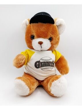 Vintage San Francisco Giants 13” Teddy Bear Plush w/ Shirt Hat Steven Smith